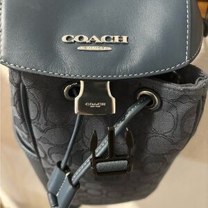 Coach Navy Signature Sling Bag with Leather Trim